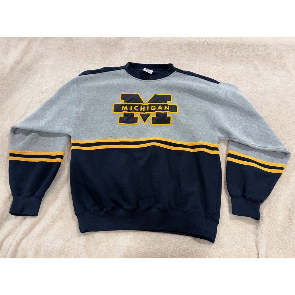 Midwest Embroidery Sweatshirt Mens L Navy Gray Excellent Michigan Wolverines M